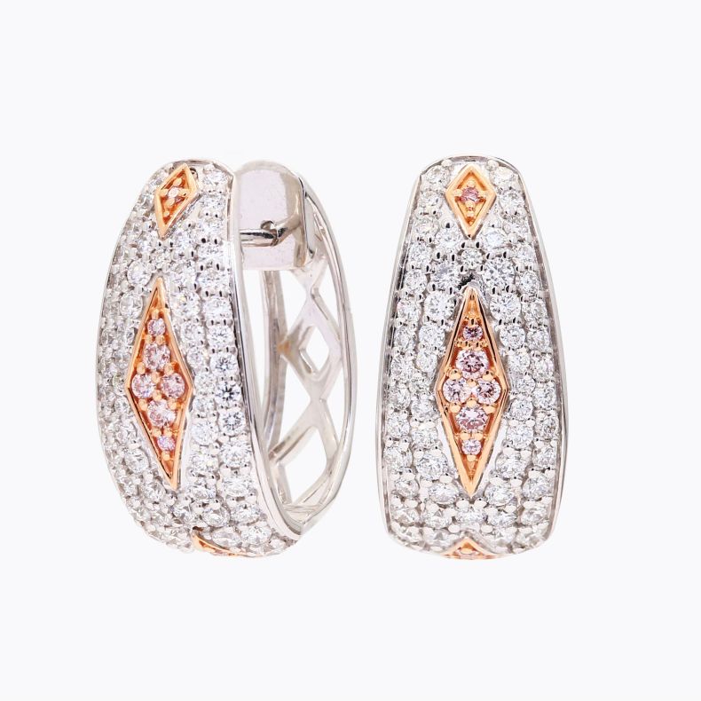 Evia Argyle pink and white diamond earrings