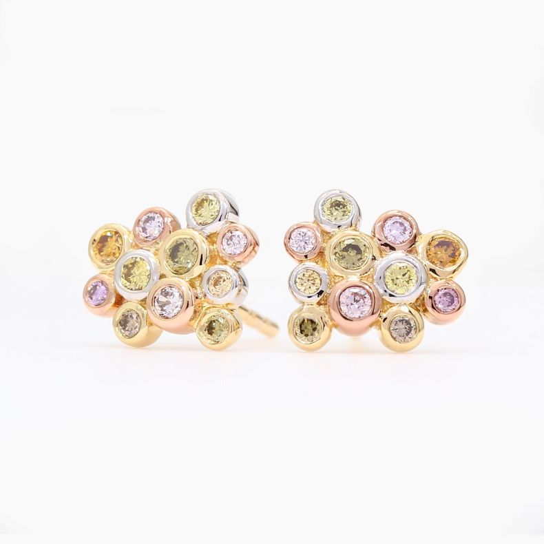 Confetti rainbow diamond stud earrings