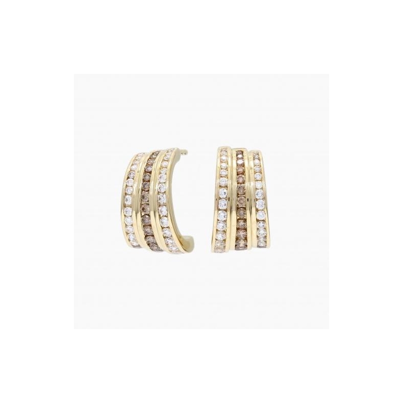 Chrysler champagne and white diamond huggie earrings