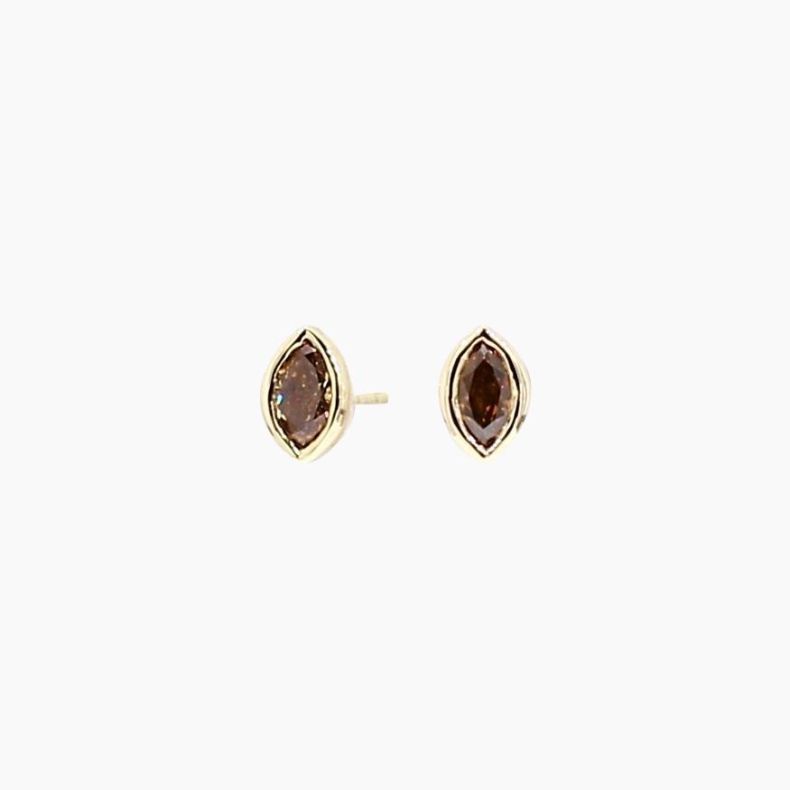 Elixer marquise-cut champagne diamond stud earrings
