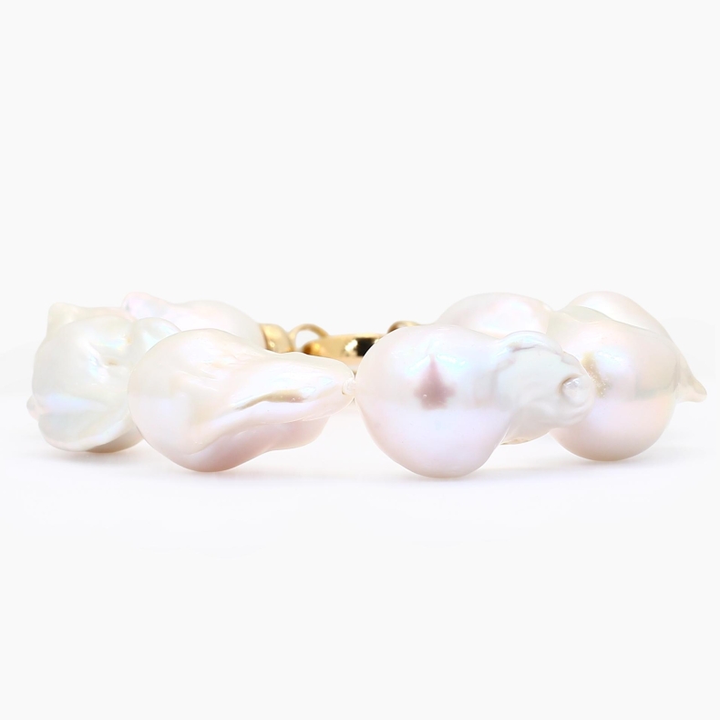 Isara baroque white freshwater pearl strand bracelet
