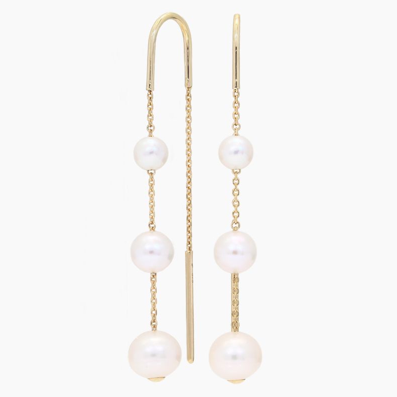 Haiti white freshwater pearl chain earrings