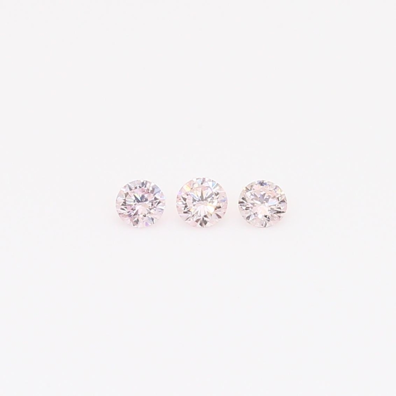 0.10 Total carat trio of round-cut FLP Argyle pink diamonds