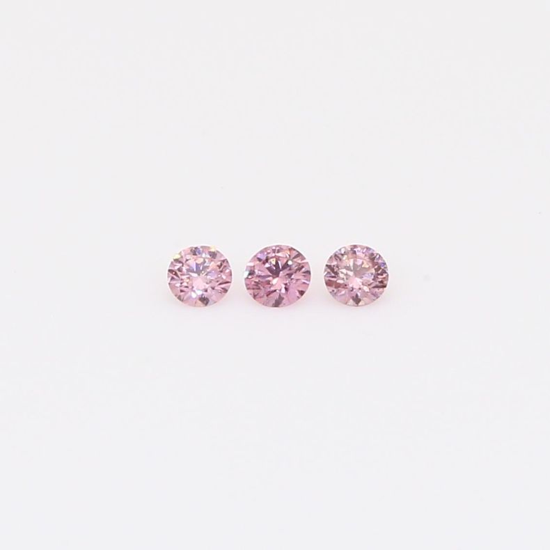 0.075 Total carat trio of round-cut FIPP Argyle pink diamonds