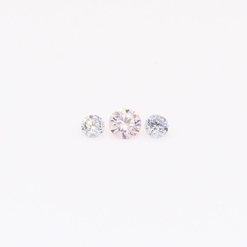 0.075 Total carat trio of round-cut BL1 and FPP Argyle pink diamonds